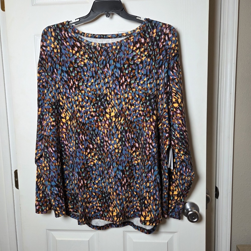 Westbound sz 3X long slv t-shirt NWT cotton blend artsy fall print casual basic